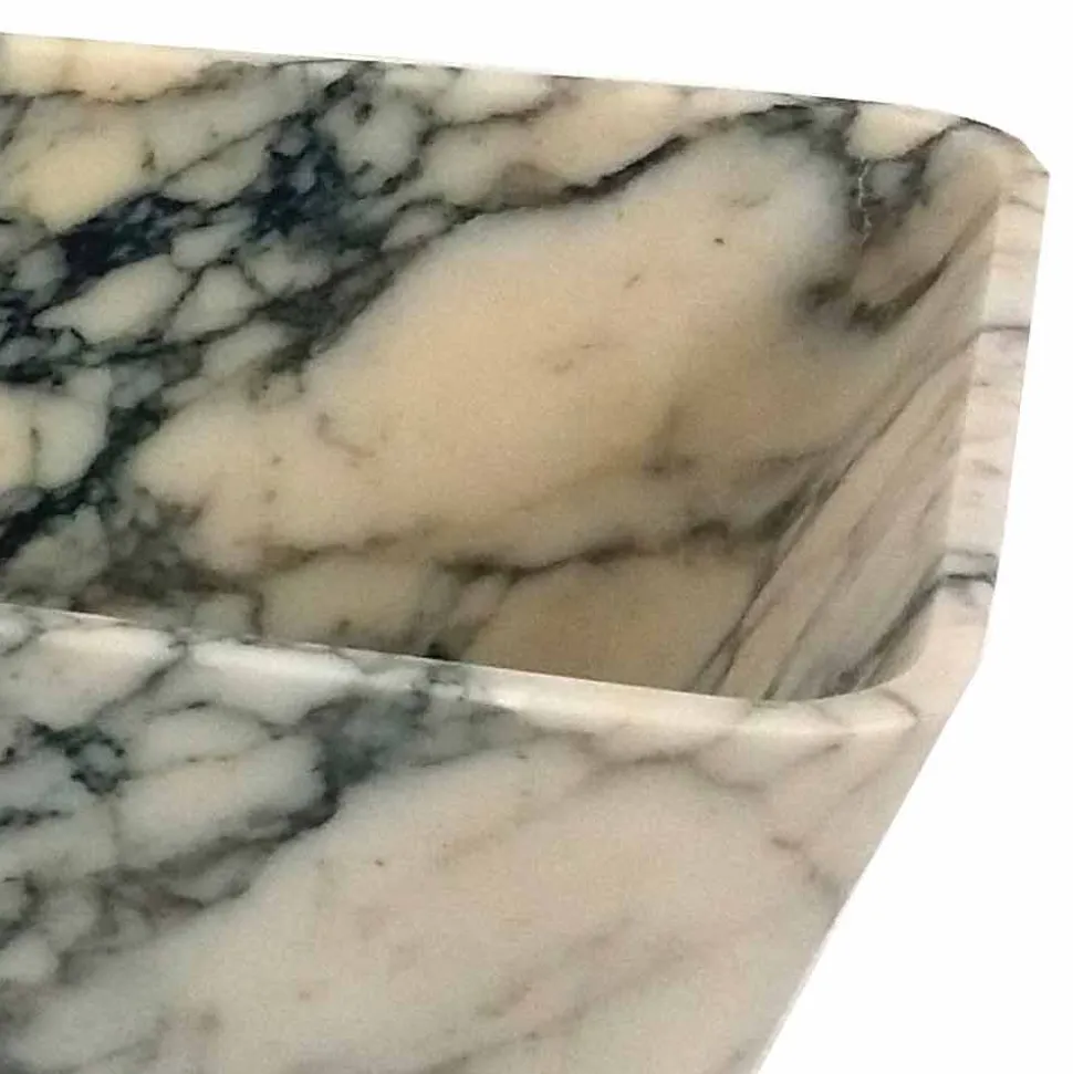 Lavabo da Appoggio in Marmo Paonazzo Design Squadrato Made in Italy - Karpa