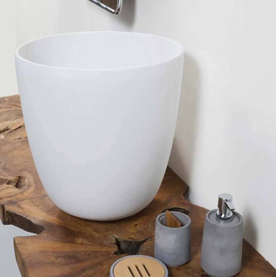 Lavabo da Appoggio in Resina e Polveri Minerali a Forma di Secchio - Secchiello