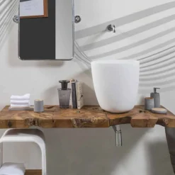 Lavabo da Appoggio in Resina e Polveri Minerali a Forma di Secchio - Secchiello