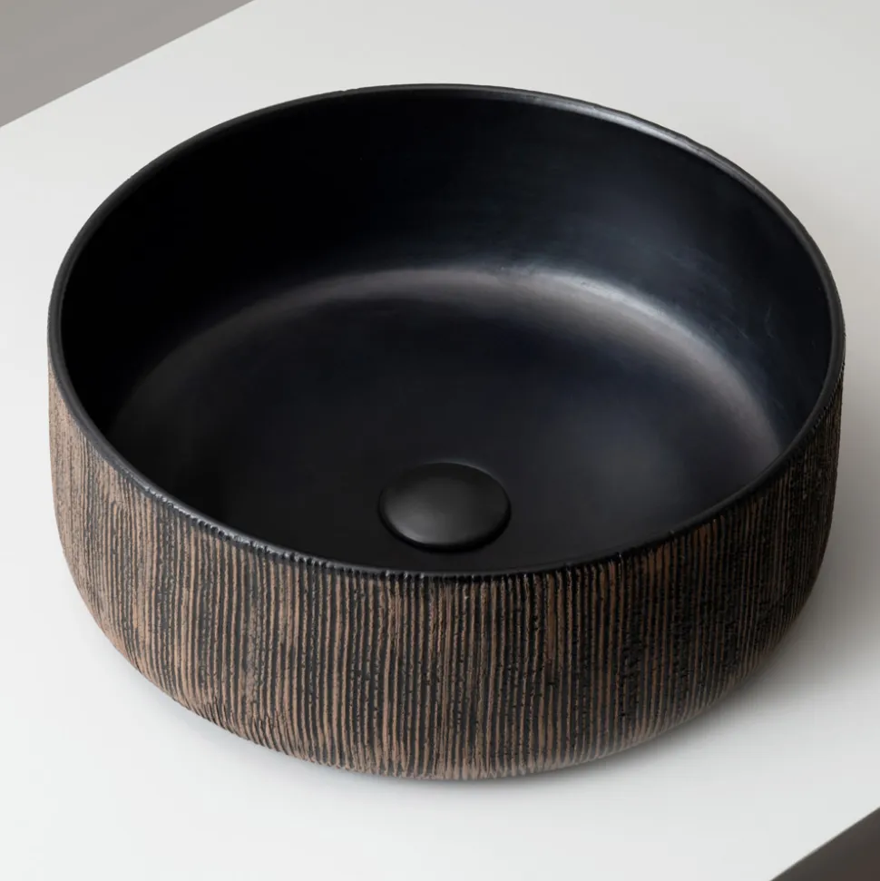 Lavabo da Appoggio in Terra Rossa Naturale Striato a Mano - Balance