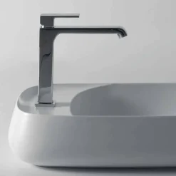 Lavabo da appoggio moderno in ceramica L 60cm fatto in Italia, Gaiola
