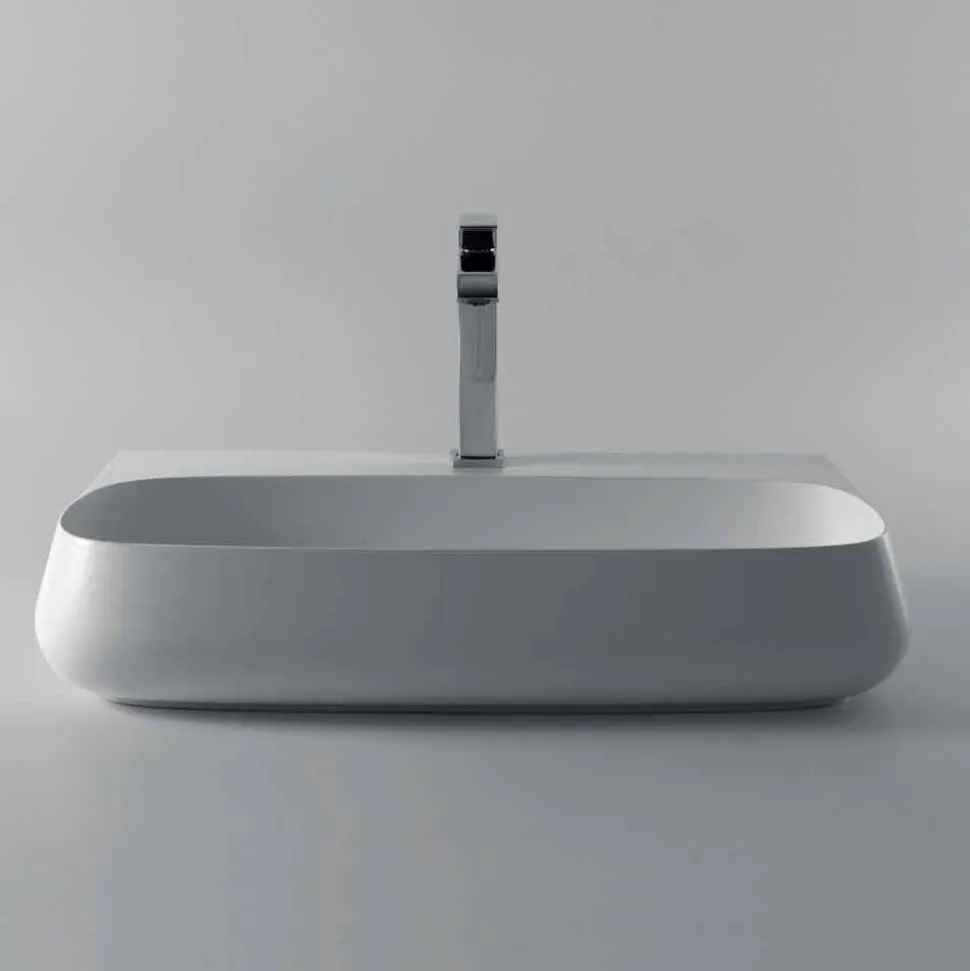 Lavabo da appoggio moderno in ceramica L 75cm fatto in Italia, Gais