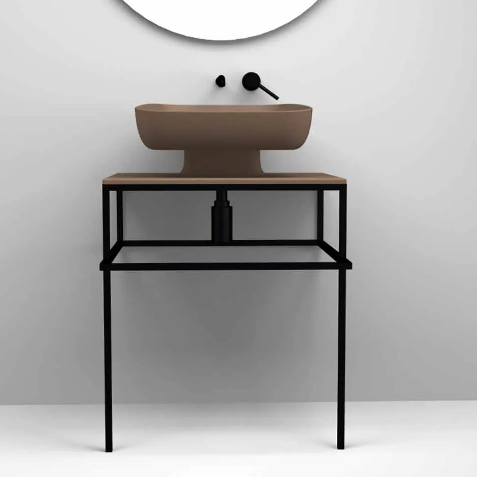 Lavabo da appoggio moderno in ceramica realizzato in Italia, Reale