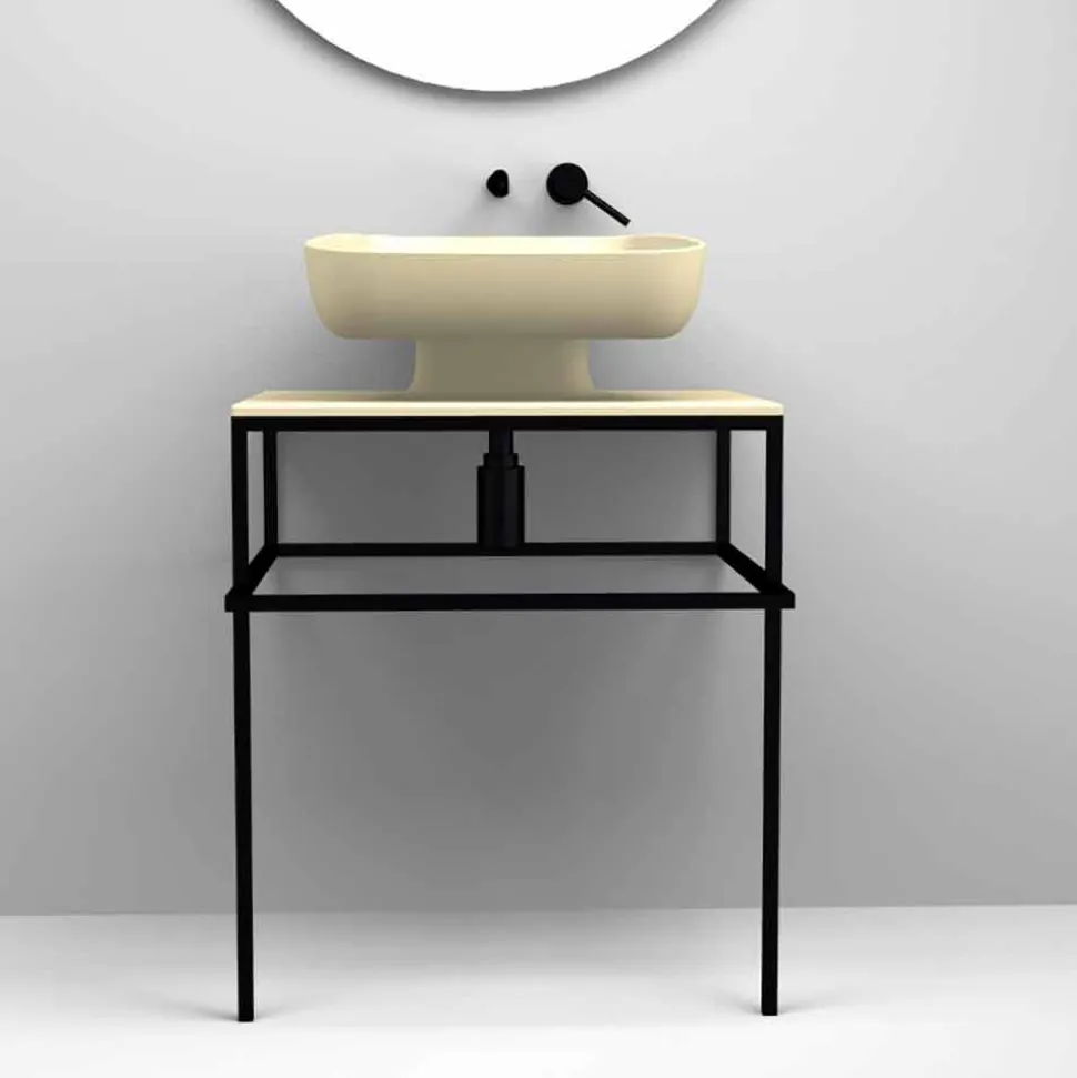Lavabo da appoggio moderno in ceramica realizzato in Italia, Reale
