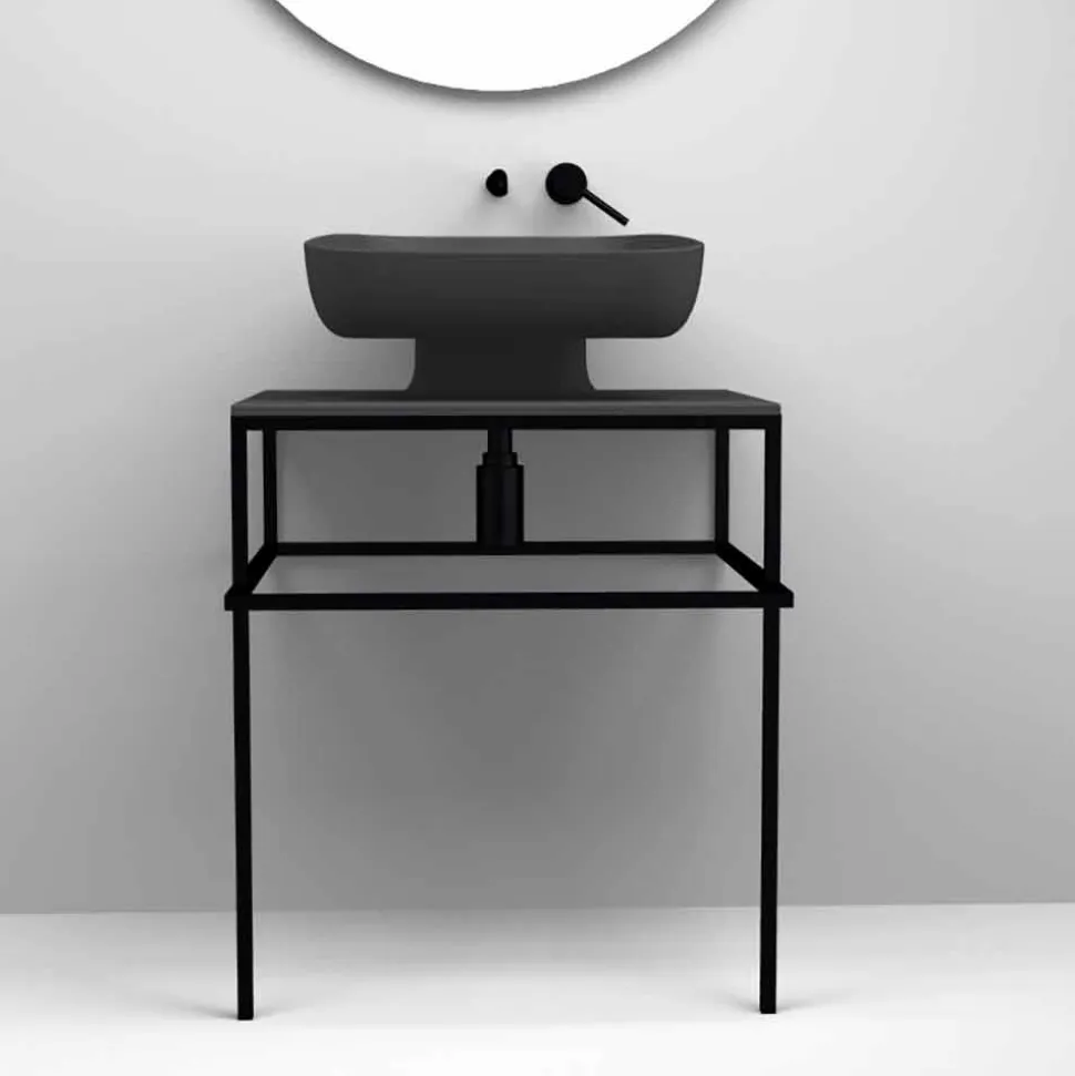Lavabo da appoggio moderno in ceramica realizzato in Italia, Reale