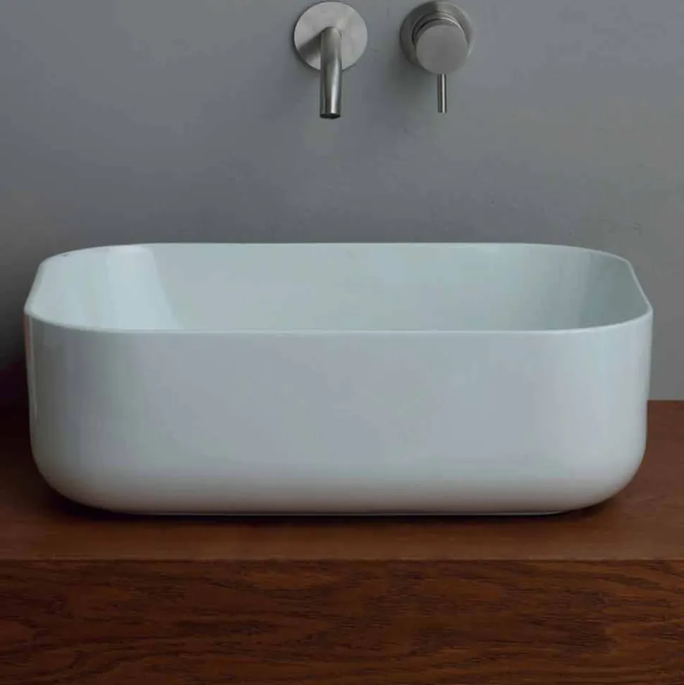 Lavabo da appoggio moderno in ceramica bianca o colorata Star 50x37 cm