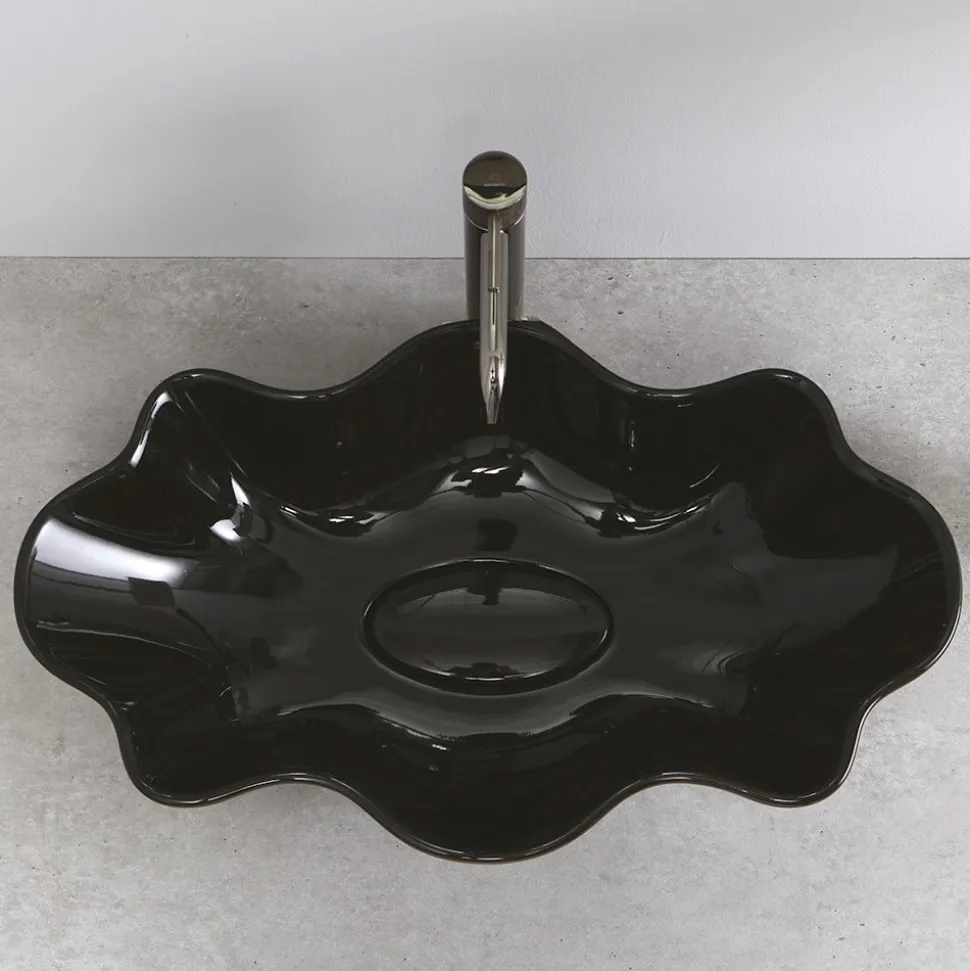 Lavabo da Appoggio Moderno in Ceramica Lucida L 65 cm Made in Italy - Cubo