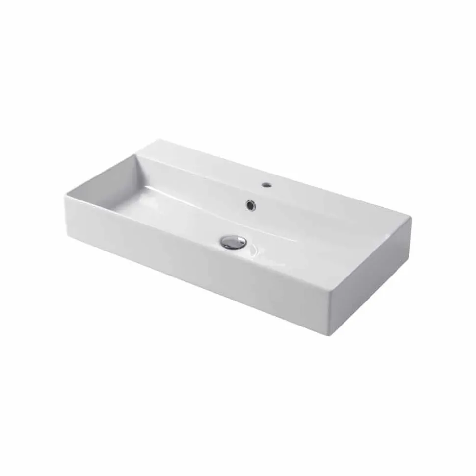 Lavabo da Appoggio o Parete di Design in Ceramica Colorata Leivi