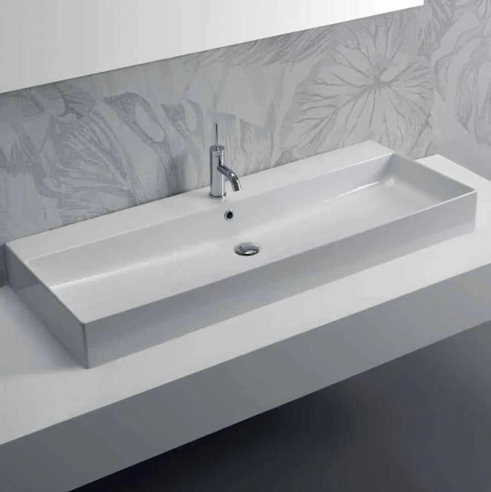 Lavabo da Appoggio o Parete di Design in Ceramica Colorata Leivi