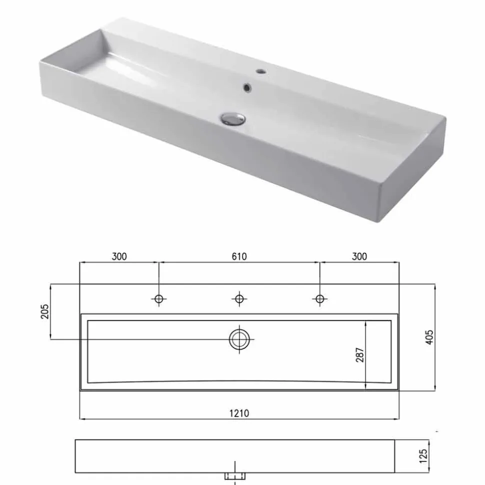 Lavabo da Appoggio o Parete di Design in Ceramica Colorata Leivi