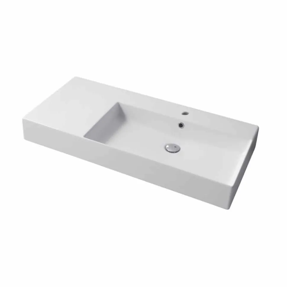 Lavabo da Appoggio o Parete Monoforo Destra in Ceramica Leivi
