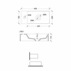 Lavabo da Appoggio o Sospeso Rettangolare in Ceramica Made in Italy - Act