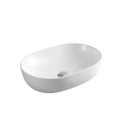 Lavabo da Appoggio Ovale in Ceramica Bianca dal Design Moderno - Papavero