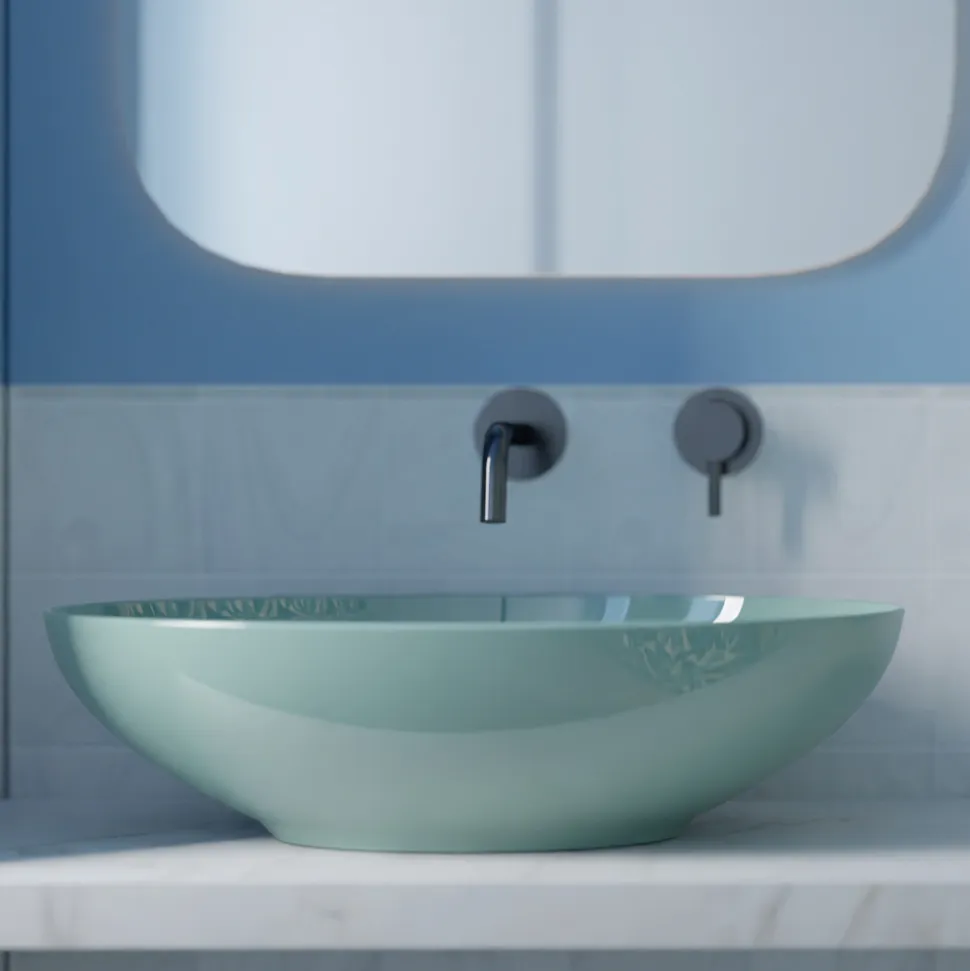 Lavabo da Appoggio Ovale in Ceramica Lucida L 50 cm Made in Italy - Ferry
