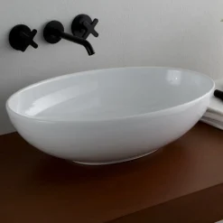 Lavabo da Appoggio Ovale in Ceramica Lucida L 50 cm Made in Italy - Ferry