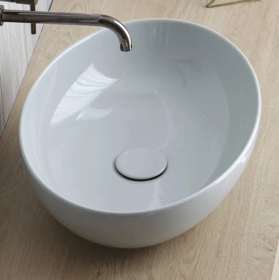 Lavabo da Appoggio Ovale in Ceramica Lucida L 50 cm Made in Italy - Ferry