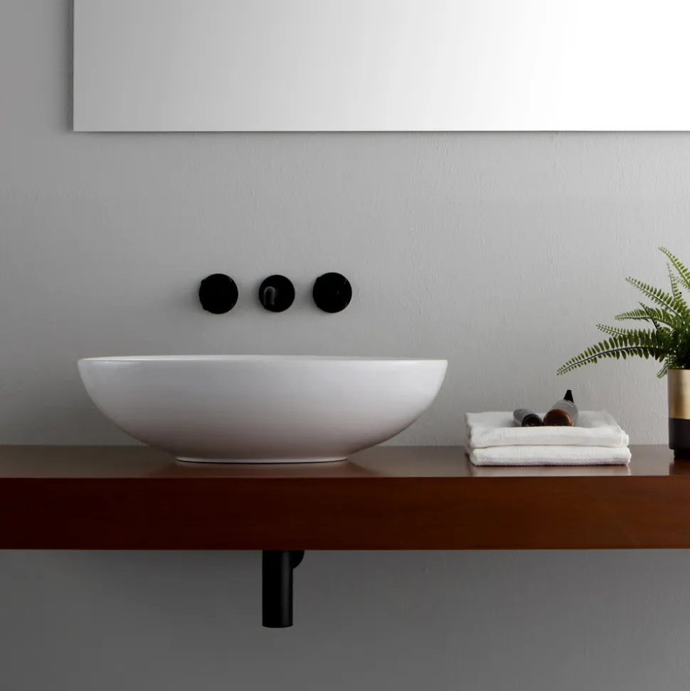 Lavabo da Appoggio Ovale in Ceramica Lucida L 50 cm Made in Italy - Ferry