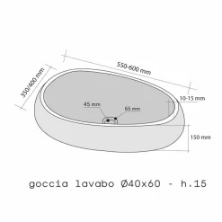 Lavabo da Appoggio Ovale  in Marmo Nero Waka, sfumature naturali