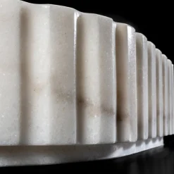 Lavabo da Appoggio Ovale per il Bagno Realizzato in Marmo Bianco - Cunzite