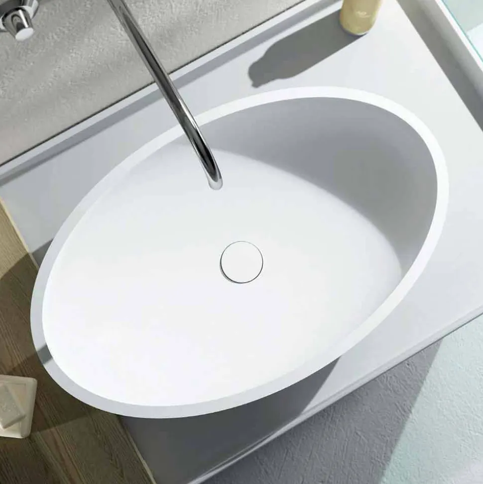 Lavabo da appoggio ovale prodotto in Italia, Frascati