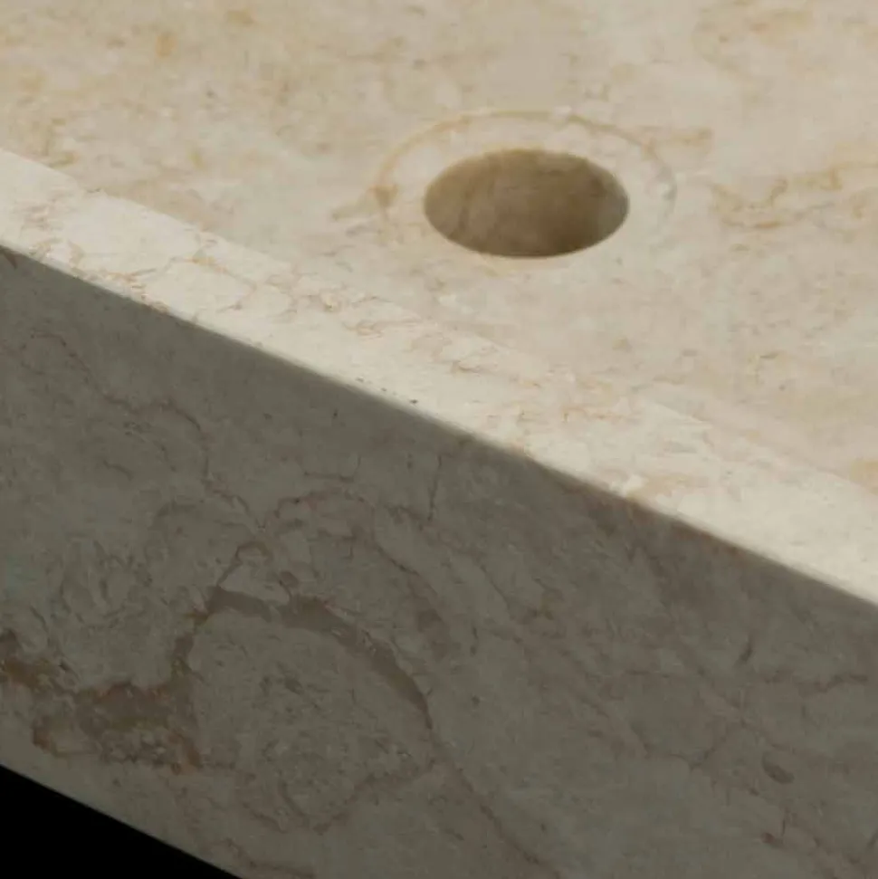 Lavabo da appoggio per bagno bianco in pietra naturale Jef,pezzo unico