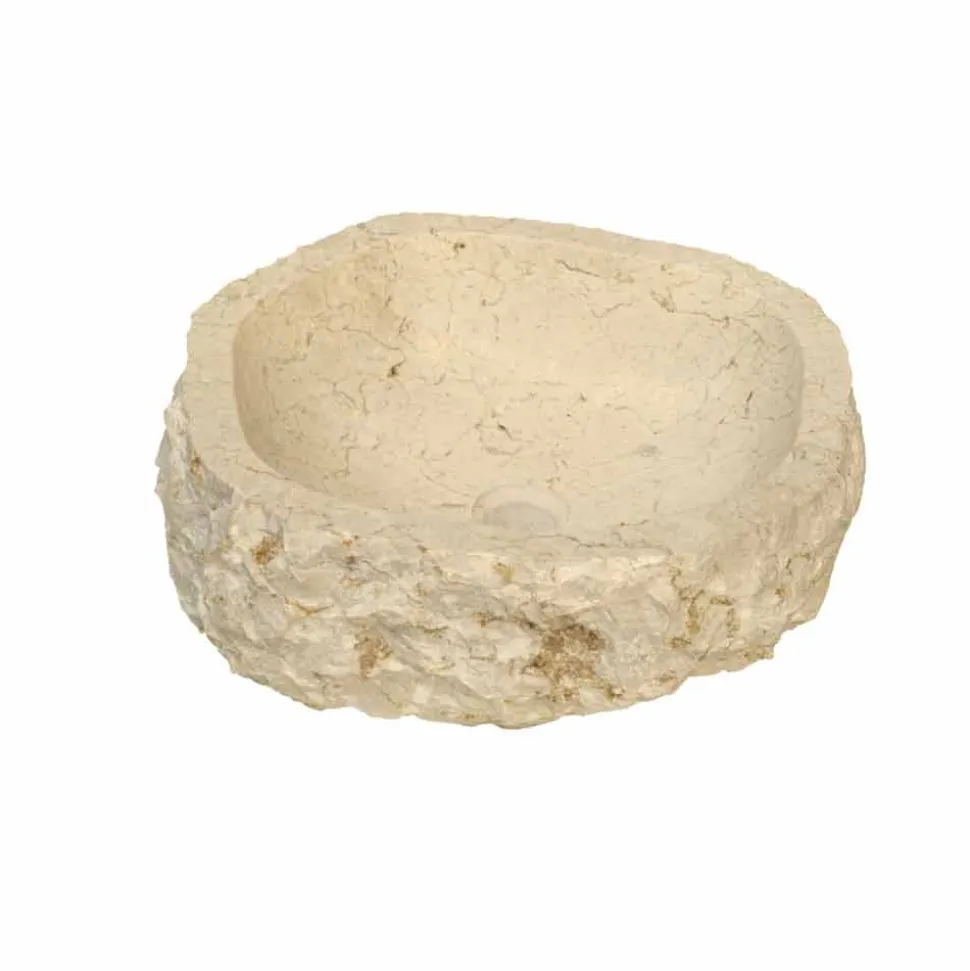 Lavabo da Appoggio Pezzo Unico in Marmo Beige Mumbai, non riproducibile in serie