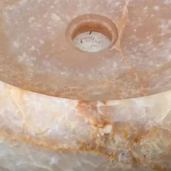 Lavabo da appoggio pezzo unico in pietra onice Arlie, fatto a mano