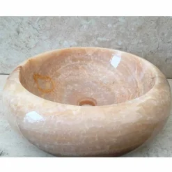 Lavabo da appoggio pezzo unico in pietra onice Arlie, fatto a mano