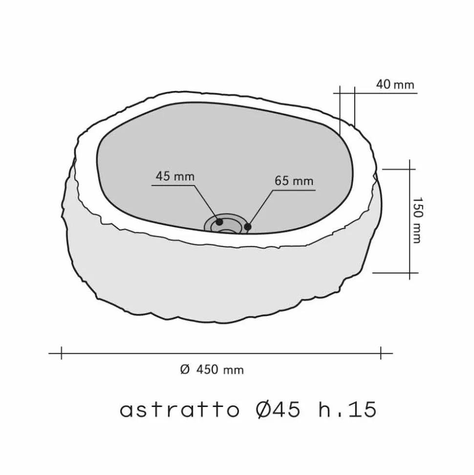 Lavabo da Appoggio Pezzo Unico in Marmo Nero Mumbai, non riproducibile in serie