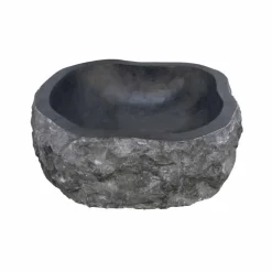 Lavabo da Appoggio Pezzo Unico in Marmo Nero Mumbai, non riproducibile in serie