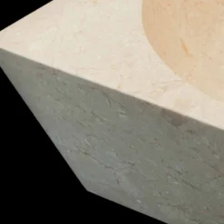 Lavabo da appoggio quadrato in pietra naturale Jiny bianco