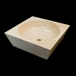 Lavabo da appoggio quadrato in pietra naturale Jiny bianco