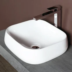 Lavabo da Appoggio Quadrato in Ceramica Bianca dal Design Moderno - Papavero