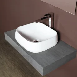 Lavabo da Appoggio Quadrato in Ceramica Bianca dal Design Moderno - Papavero