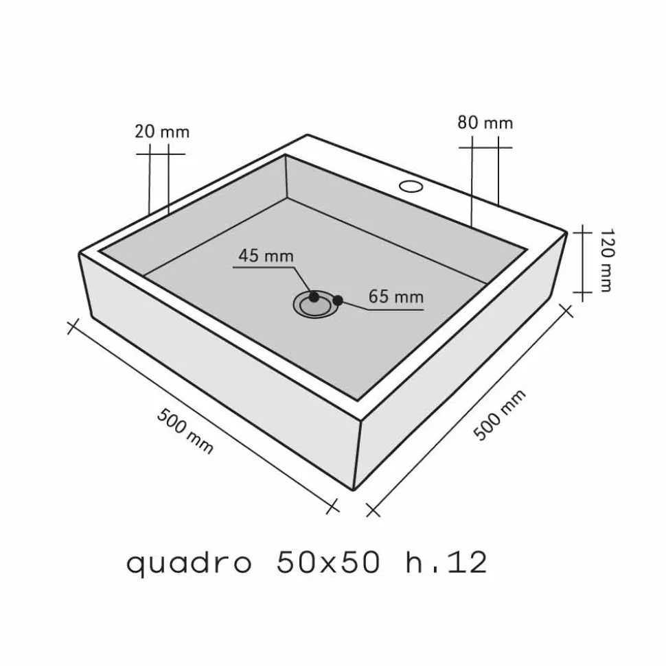 Lavabo da Appoggio quadrato in Basalto Nero Ban, realizzato in pietra naturale