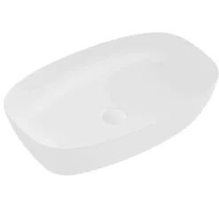 Lavabo da Appoggio Rettangolare in Ceramica Opaca Bianca e Nera - Aster