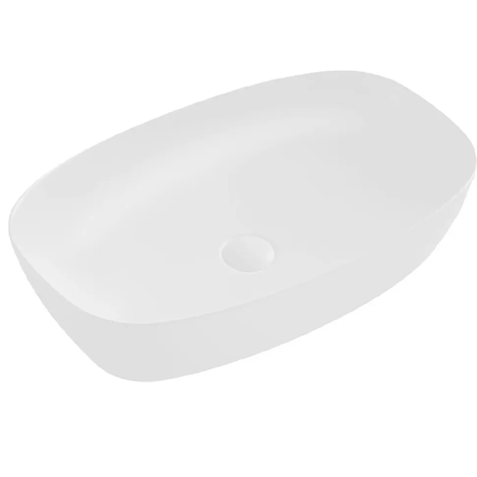 Lavabo da Appoggio Rettangolare in Ceramica Opaca Bianca e Nera - Aster