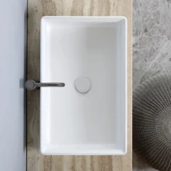 Lavabo da Appoggio Rettangolare in Ceramica Finitura Opaca L 62 cm - Debora