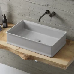 Lavabo da Appoggio Rettangolare in Ceramica Finitura Opaca L 62 cm - Debora