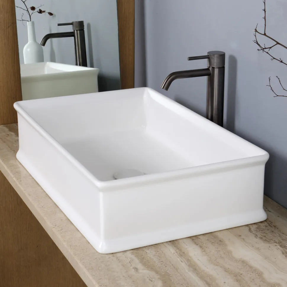 Lavabo da Appoggio Rettangolare in Ceramica Finitura Opaca L 62 cm - Debora
