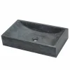 Lavabo da Appoggio rettangolare in Pietra Naturale Nero Satun, design naturale