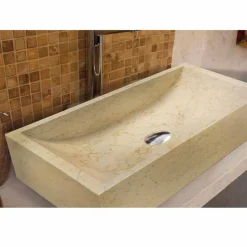 Lavabo da Appoggio rettangolare in Pietra Naturale Beige Giacarta, stile e design