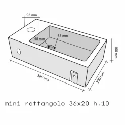 Lavabo da Appoggio rettangolare in Basalto Nero per bagno Beli