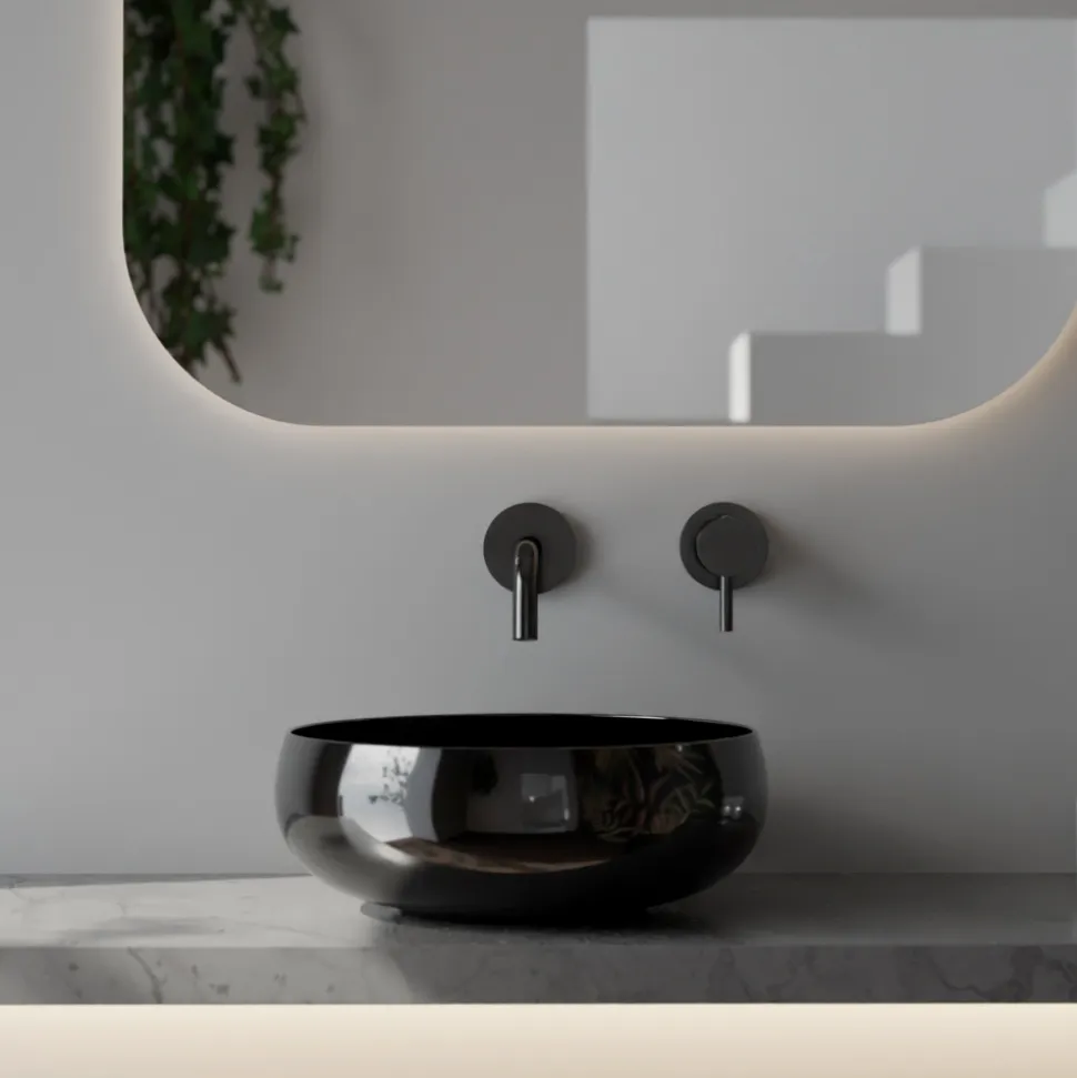 Lavabo da Appoggio Rotondo in Ceramica Colorata Made in Italy - Scodella