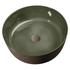 Lavabo da Appoggio Rotondo in Argilla Refrattaria Realizzato in Italia - Tatiana