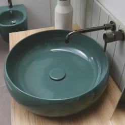 Lavabo da Appoggio Rotondo in Ceramica Finitura Lucida L 49,5 cm - Candito