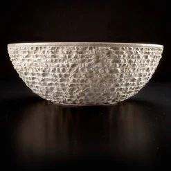 Lavabo da Appoggio Rotondo Lavorato a Mano in Marmo Bianco - Lino