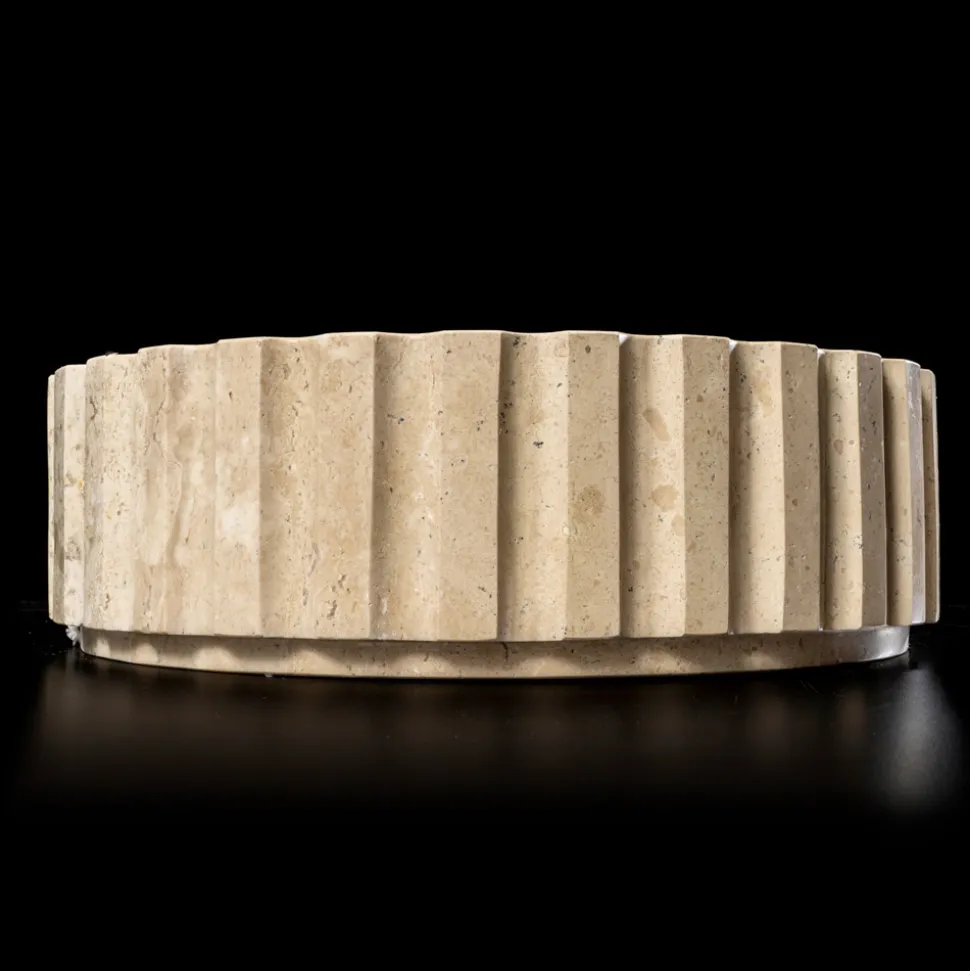 Lavabo da Appoggio Rotondo Realizzato in Marmo Travertino - Cattleya