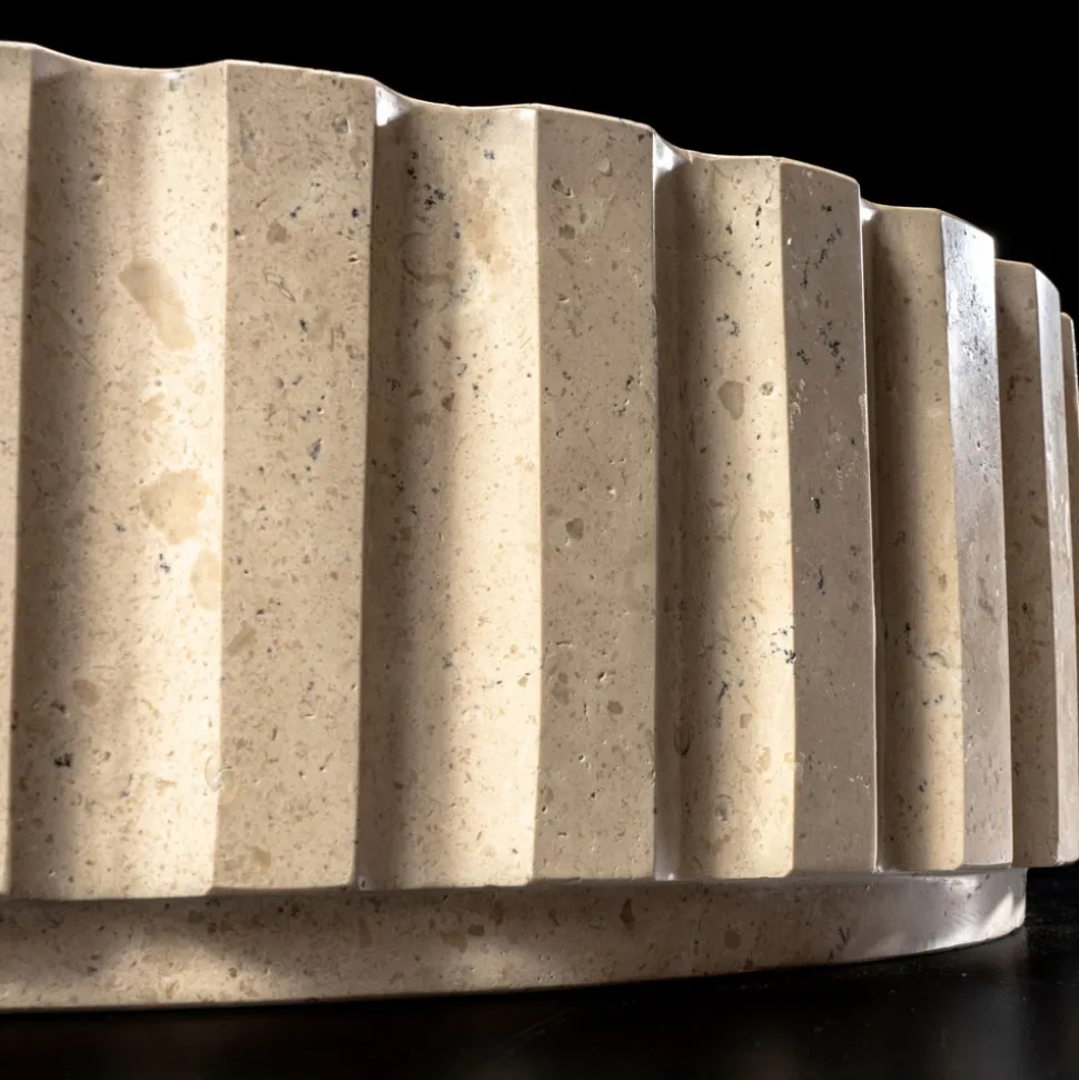 Lavabo da Appoggio Rotondo Realizzato in Marmo Travertino - Cattleya