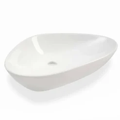 Lavabo da Appoggio Sagomato in Ceramica Bianca Made in Italy – Amburgo